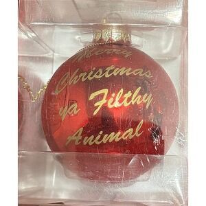 NWT Tree Buddees Merry Christmas Ya Filthy Animal Glass‎ Ornament Holiday Decor